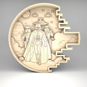 Taglio laser a stella multistrato 3D SVG, pezzo d'arte a 8 strati di film per Glowforge