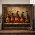 Halloween Pumpkin Wall Art, Rustic Fall Pumpkin Painting, Vintage Jack O Lantern Decor, Autumn Farmhouse Artwork
