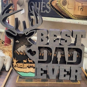 3D Multilayer Best Dad Ever Laser Cut SVG, Jagd-Vater-Digital-Dateien