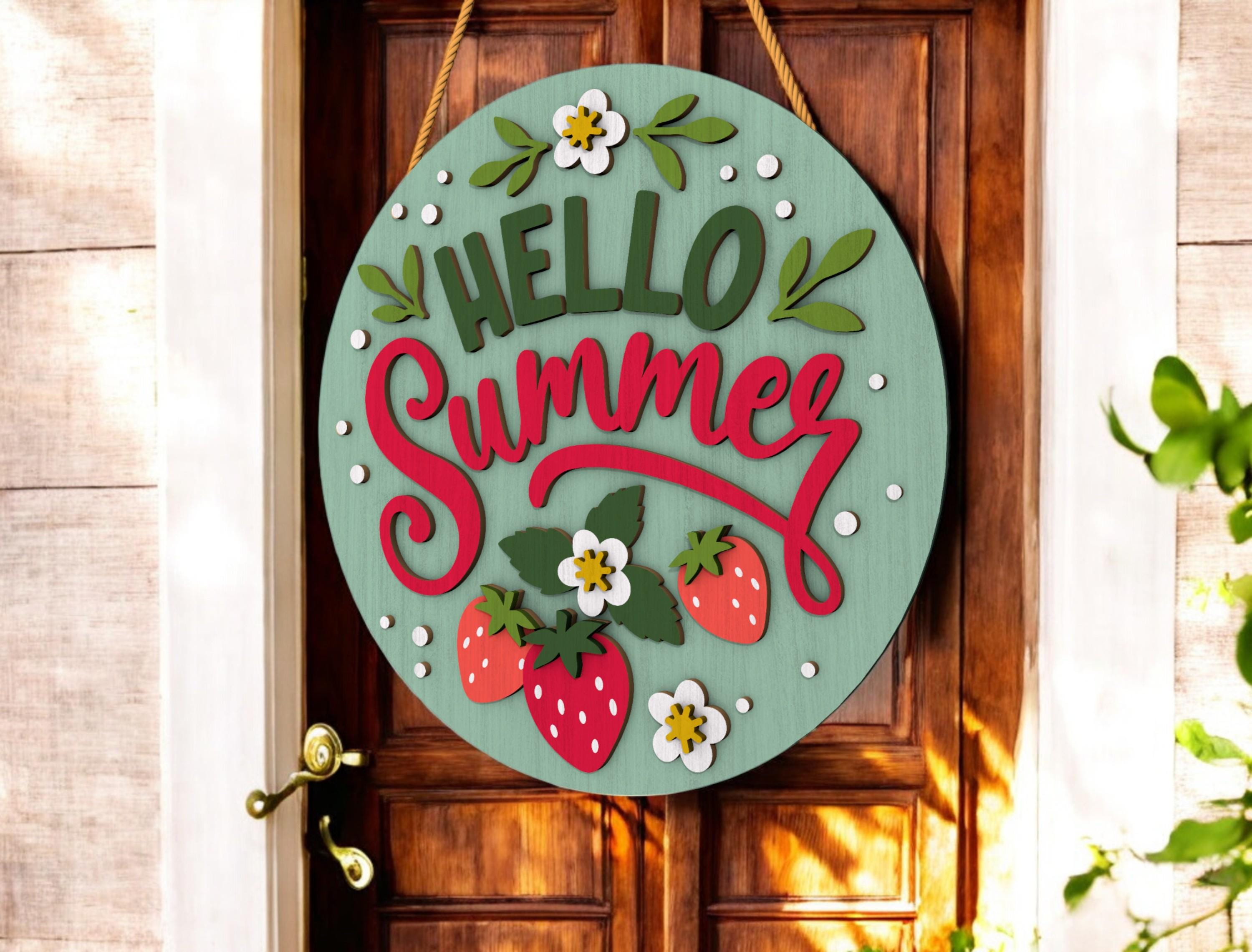 Rerum & Consilium Scritta Hello Summer – Legno Di Quercia E Metallo Nero, 18,5x13 Cm – Decorazione Estiva Artigianale, Prodotta In Germania
