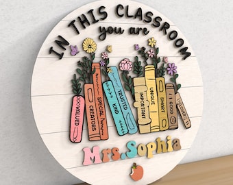 Personalized Teacher Door Sign Svg,Teachers Appreciation Gifts, Classroom Door Hanger,Classroom Welcome Sign,Classroom Decor, Glowforge File