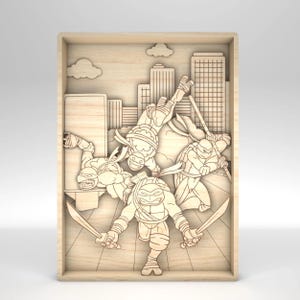 3D wielowarstwowa gra laserowo cięta SVG, kreskówkowa warstwa sztuki dla Glowforge
