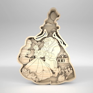 3D multistrato bellezza principessa scena arte SVG, cartone animato a strati 3D SVG, scena arte SVG, Magical Kingdom Art SVG