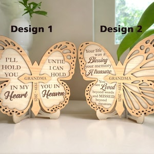 Personalized Butterfly Memorial Plaque – Custom Engraved Wooden Keepsake for Loss of Loved One, Sympathy Gift, In Loving Memory Decor