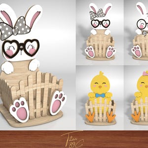 Organiseur de bureau lapin mignon | Adorable porte-poussins | Décoration de bureau amusante | Rangement charmant pour la papeterie