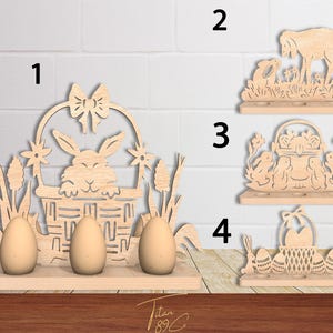 Wooden Easter Bunny Egg Holder | Cute Easter Bunny Ornaments | Laser Cut Easter Ornaments | Wooden Holiday Gifts | Fun Easter Ornaments