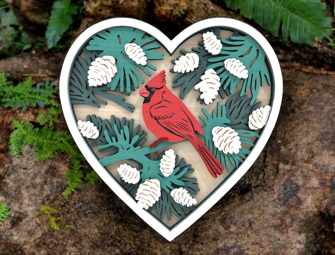Cardinal Memorial Heart | Red Cardinal Wall Art | Sympathy Gift for ...