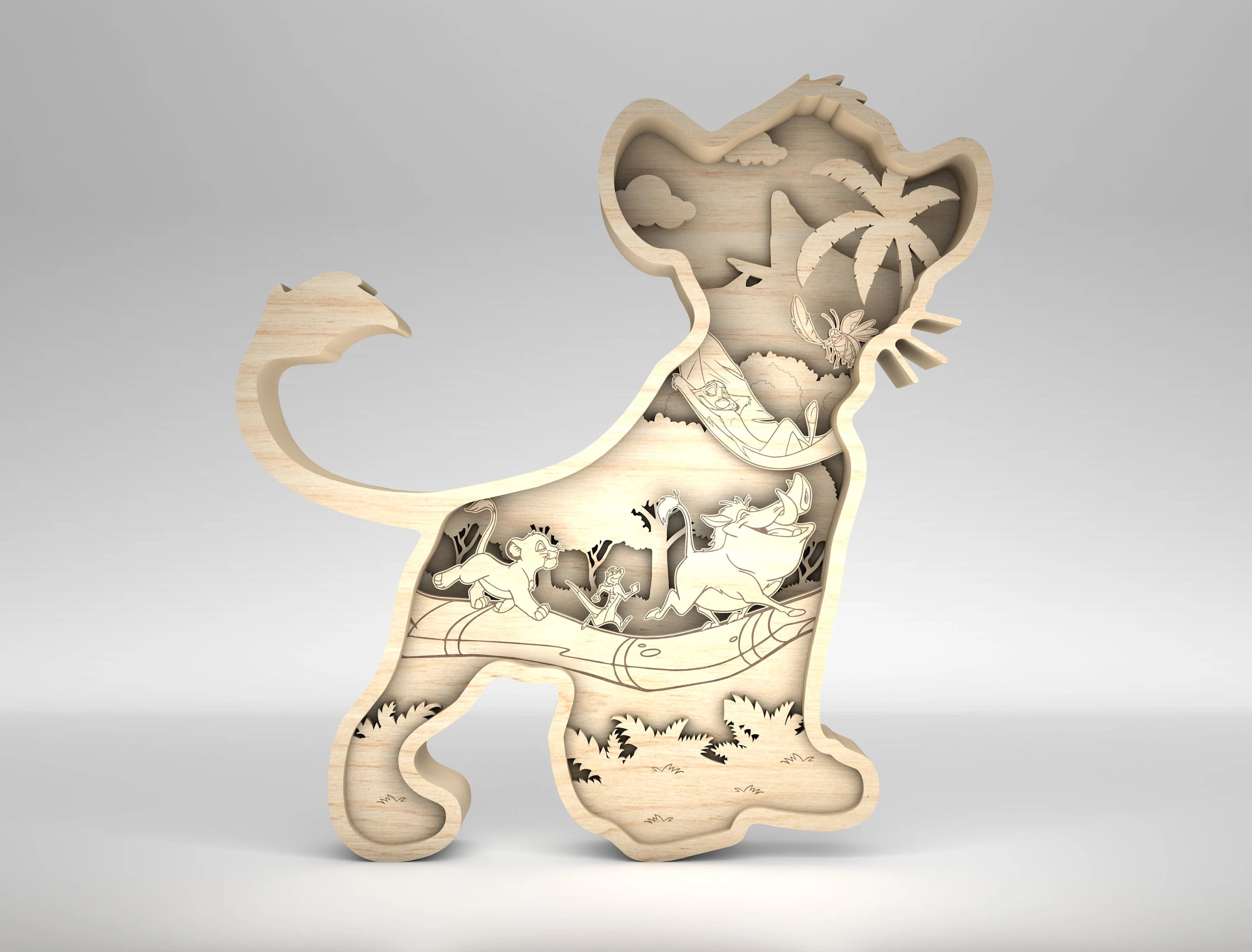 3D Multilayer Magical Lion Laser Cut SVG , King Magical Kingdom Cartoon 8 Layer Art Piece for Glowforge