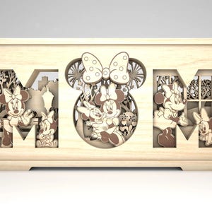 3D Mom Girl Mouse Multilayer Magical Kingdom Laser Cut SVG, Myszka Cartoon Layer Art Piece dla Glowforge