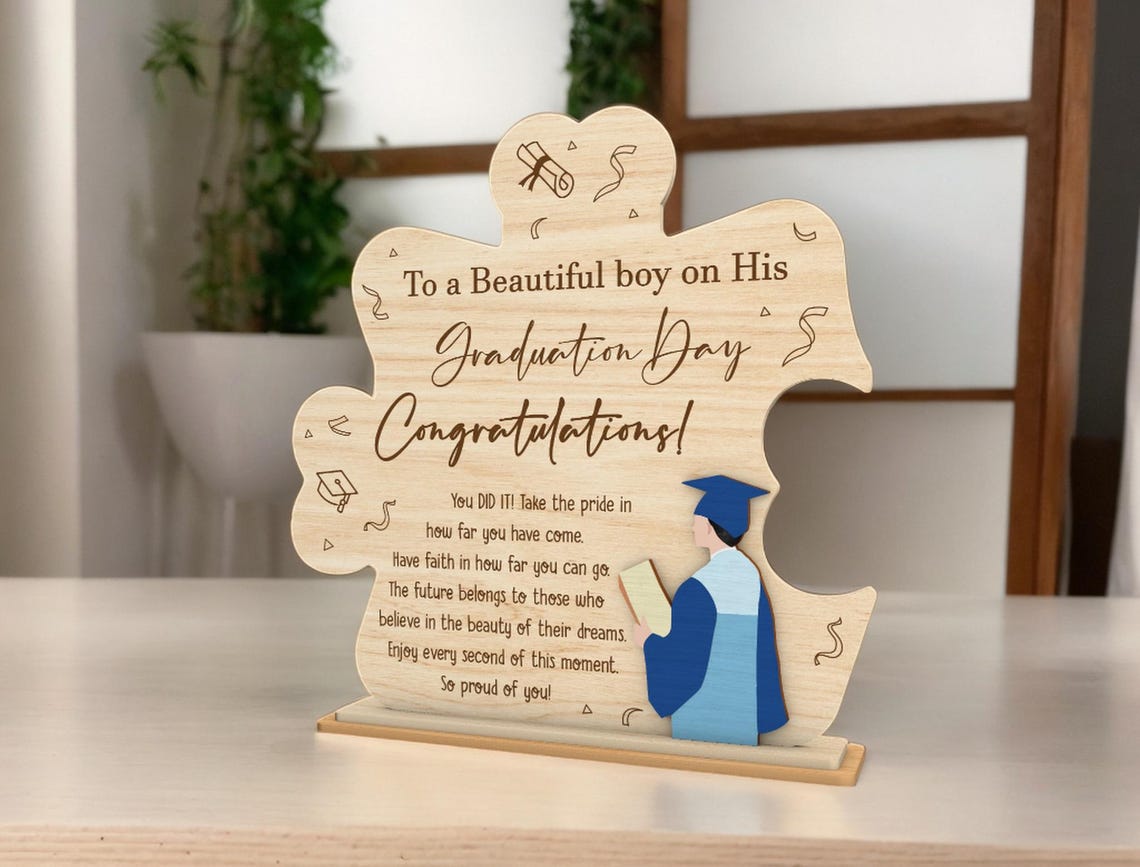 Graduation Puzzle Sign | MDF Wood Graduate Plaque for Boy or Girl ...