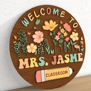Cartello porta insegnante personalizzato SVG, appendino porta classe, cartello di benvenuto classe, decorazioni classe, regali di apprezzamento insegnanti, file Glowforge