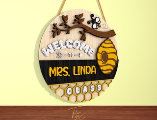 Cartello In Legno Benvenuto Per Classe 'Everyone Is Welcome Here' - Decorazione Murale Bohémien, Scritta In Inglese, Regalo Insegnante