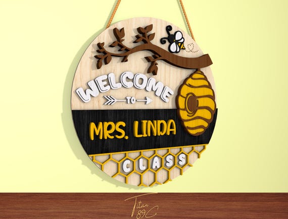 Cartello In Legno Benvenuto Per Classe 'Everyone Is Welcome Here' - Decorazione Murale Bohémien, Scritta In Inglese, Regalo Insegnante