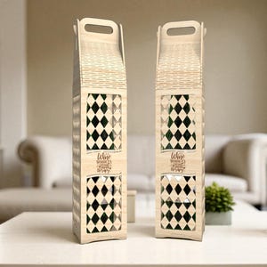 Laser Cut Wooden Wine Bottle Box | Elegant Gift Box for Wine Lovers | “Wine Because It’s Cheaper Than Therapy” Quote | Holiday Gift