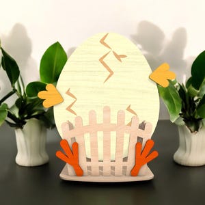 Chick Egg Basket Wooden Decor | Cute Easter Chick Decoration | Fun Spring Holiday Gift | Colorful Wooden Chick Decor