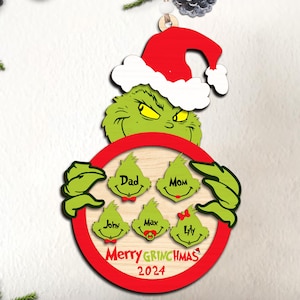 File digitali personalizzati per ornamenti natalizi per la famiglia 2024-2025, ornamenti dei cartoni animati in formato SVG, ornamenti natalizi in formato SVG, file SVG di Christmas Glowforge
