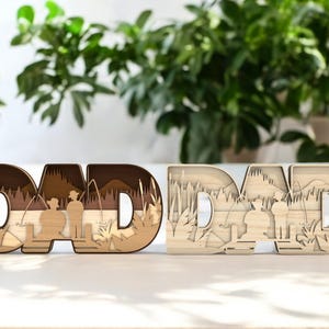 Dad Fishing Wood Sign | Father and Son Fishing Decor | Rustic MDF Wall Art | Father‘s Day Gift for Dad | Layered Wooden Letters