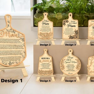 Gepersonaliseerd bord met moederrecept | Gegraveerde MDF-snijplank | Aangepast Moederdagcadeau met gedicht of citaat
