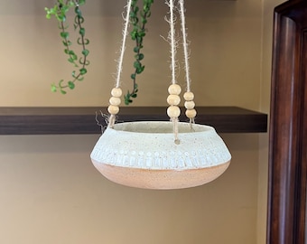 Hanging Handmade White Ceramic Planter, Housewarming gift, Succulent planter, Bonsai planter