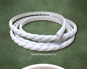 Half Rope Soft Flexible Strip Moulding,  Furniture Wall Ceiling Bendable Curved Arch Trims, Headboard Wall Art, Paintable DIY Wall Decals