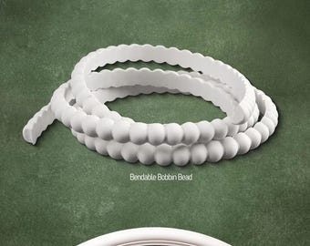 Bobbin Beads Soft Flexible Strip Moulding,  Furniture Wall Ceiling Bendable Curved Arch Trims, Headboard Wall Art, Paintable DIY Wall Decor