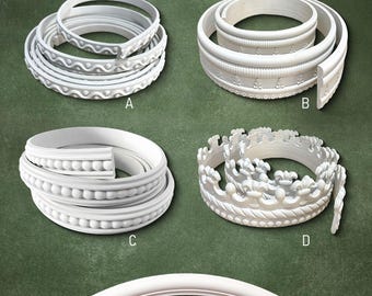 Ornate Soft Flexible Strip Trims,  Furniture Wall Ceiling Bendable Curved Molding, Paintable DIY Wall Decor trimming