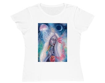 Ethereal Art Frauen T-Shirt, Bio-Baumwolle T-Shirt, Boho Chic Top, Natur inspirierte Kleidung, Geschenk für sie, spirituelle Mode