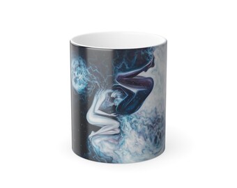 Rätselhafte Farbmorphing-Tasse - Cosmic Vibes, ideal für Kunstliebhaber, einzigartiges Geschenk, Kaffeeerlebnis, Wohnkultur