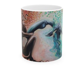 Künstlerische Keramiktasse - Natur inspiriertes Design, perfektes Geschenk für Kunstliebhaber, Wohnkultur, Kaffee-Enthusiasten, umweltfreundlich