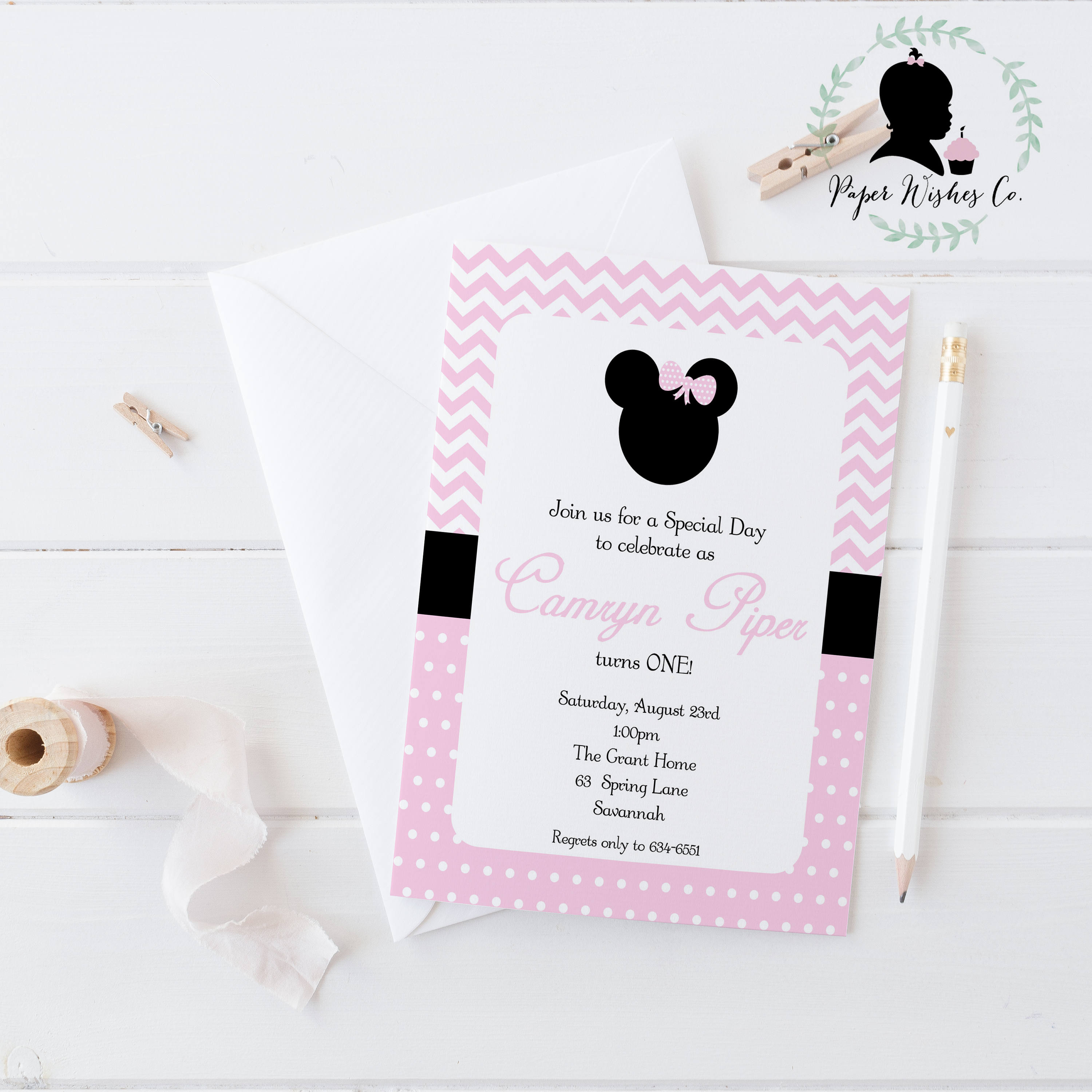 DIY Minnie Mouse Invitation Minnie Mouse 1st Birthday Minnie Etsy