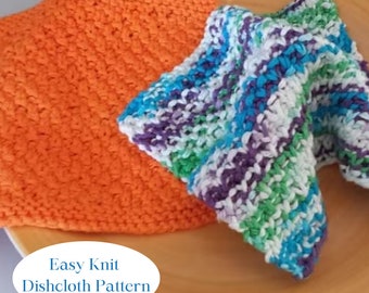 Easy Knit Dishcloth Pattern, Easy Knitting Pattern, Beginner Knitting Pattern, Easy Dishcloth Pattern, Knit Extended Seed Stitch Pattern