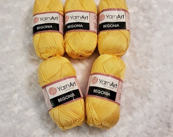 YarnArt Begonia Yarn, YarnArt Begonia Thread, YarnArt Begonia 4653, Golden Yellow Thread, Mercerized Cotton Thread