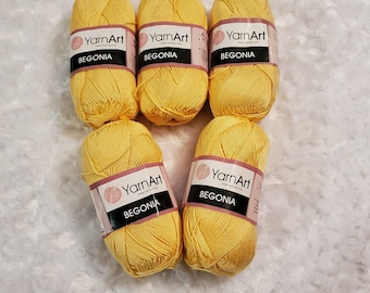 YarnArt bégonia fil, fil YarnArt bégonia, YarnArt bégonia 4653, fil jaune doré, fil de coton mercerisé