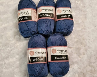 YarnArt Begonia Yarn, YarnArt Begonia Thread, YarnArt Begonia 154, Denim Blue Thread, Mercerized Cotton Thread