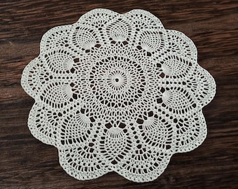 Grand napperon, napperon ananas vert clair, napperon au crochet, napperon de 20 pouces, napperon fait main, dessus de table au crochet