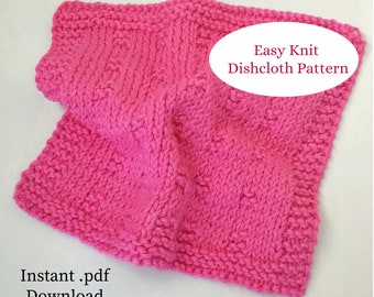 Knit Dishcloth Pattern, Simple Knit Dishcloth, Easy Dishcloth Pattern, Knit Wash Cloth, Beginner Knit Dishcloth, Easy Knit Pattern