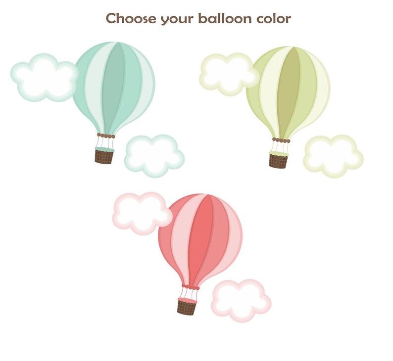 Hot Air Balloons Name Wall Decals Colorful Reusable Wall Etsy