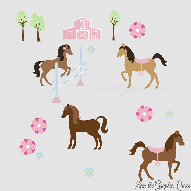 Pretty Horses Reusable Wall Decals for Girl Horse Room | Etsy