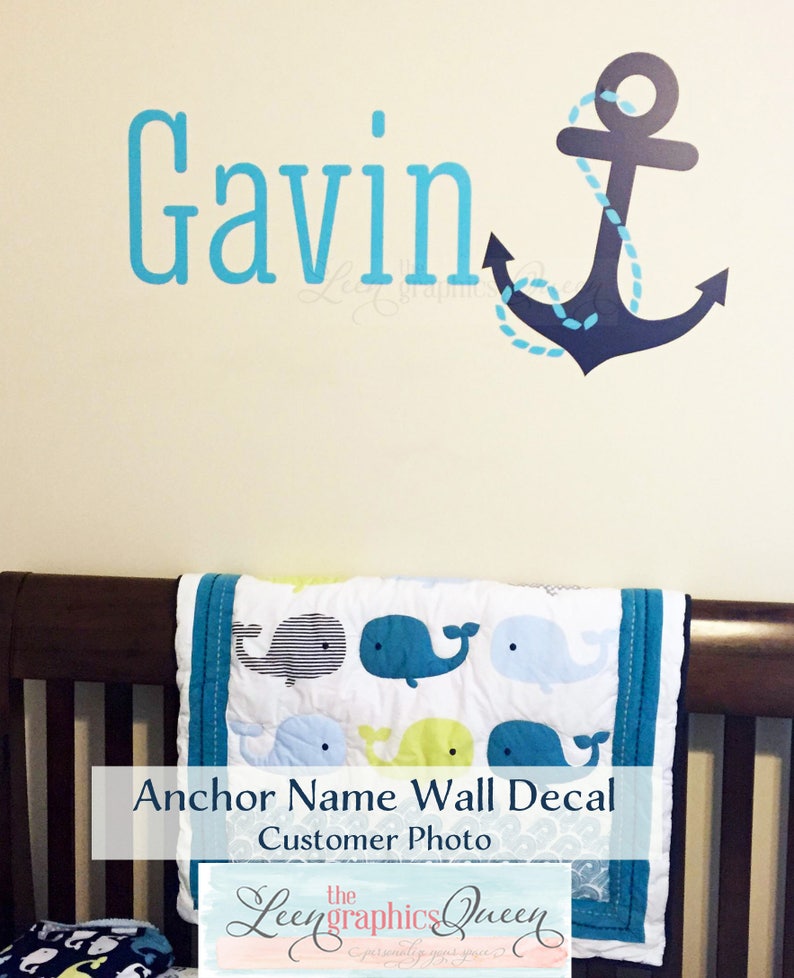 Anchor Name Wall Decal Name Wall Decal Nautical Monogram Etsy