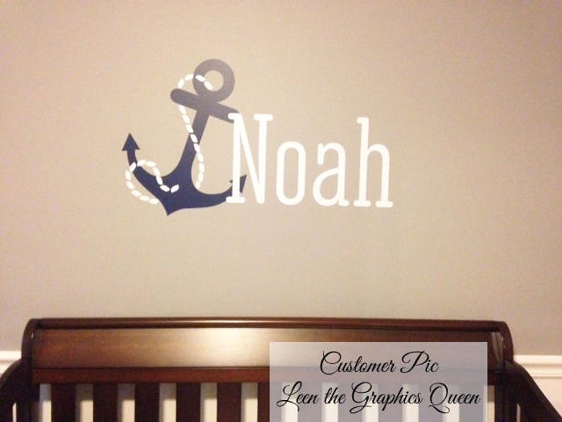 Anchor Name Wall Decal Name Wall Decal Nautical Monogram Etsy