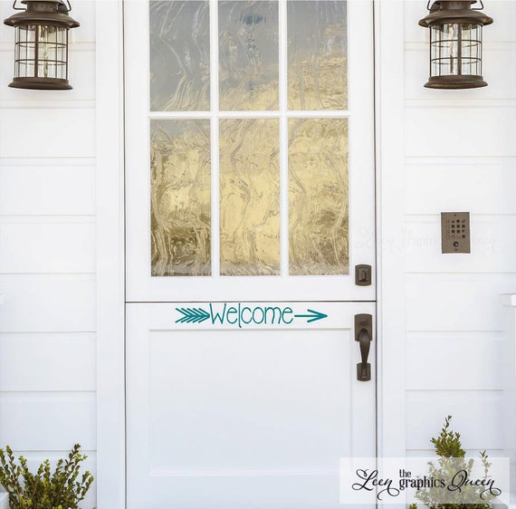 Door Decal With Arrow Front Lettering Welcome Adds Curb Appeal Made In Usa