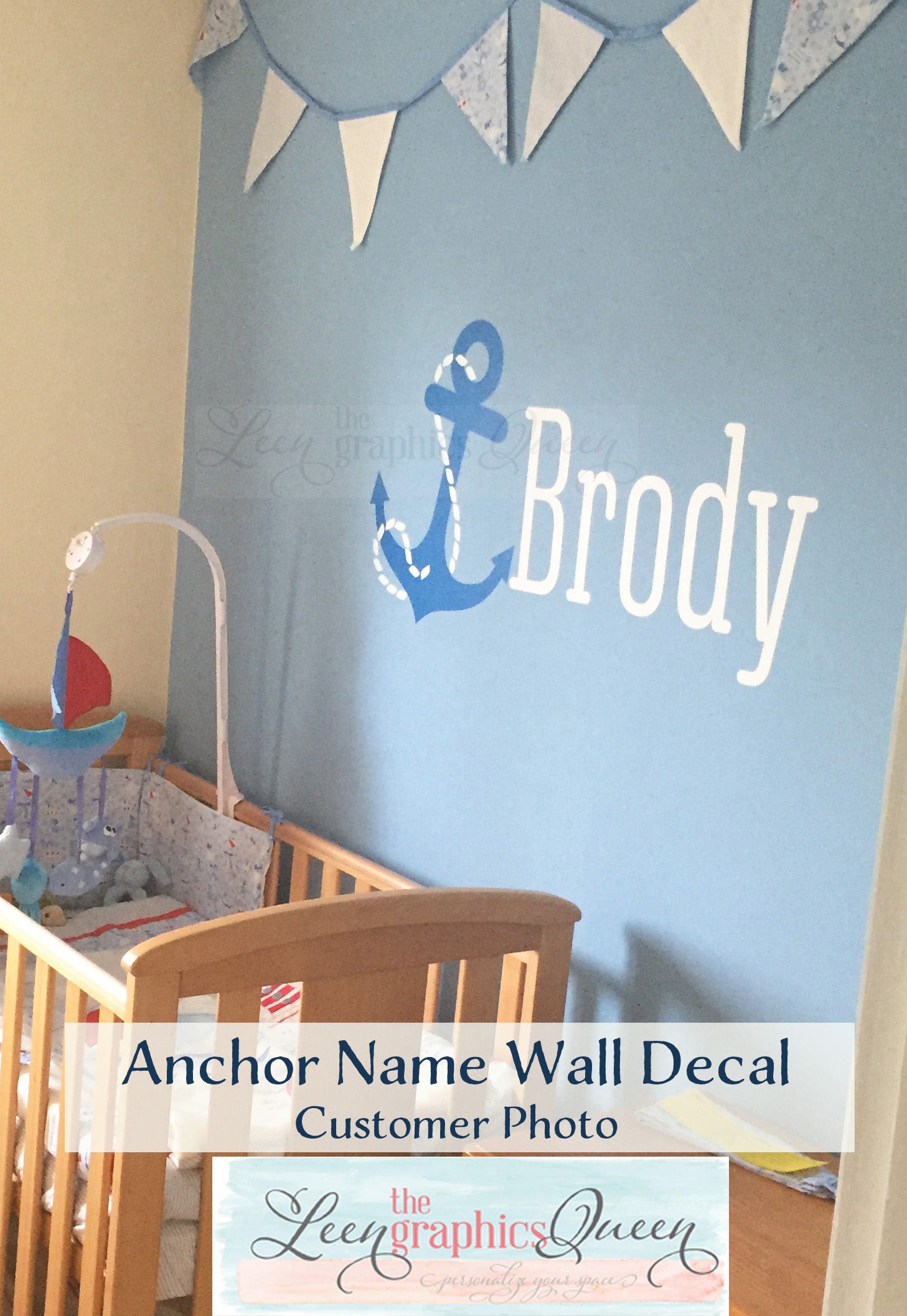 Anchor Name Wall Decal Name Wall Decal Nautical Monogram Etsy