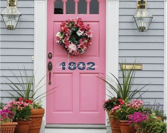 Door Decal - Front Door Vinyl Lettering with House Number • Curb Appeal Wall Decal • Front Door Decal • Customize Wall Decal