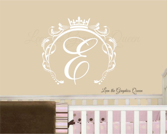 Monogram Wall Decal Princess Crown Swirl Frame - Crown Wall Decal Monogram Wall Decal Princess Crown Swirl Frame - Crown Wall Decal