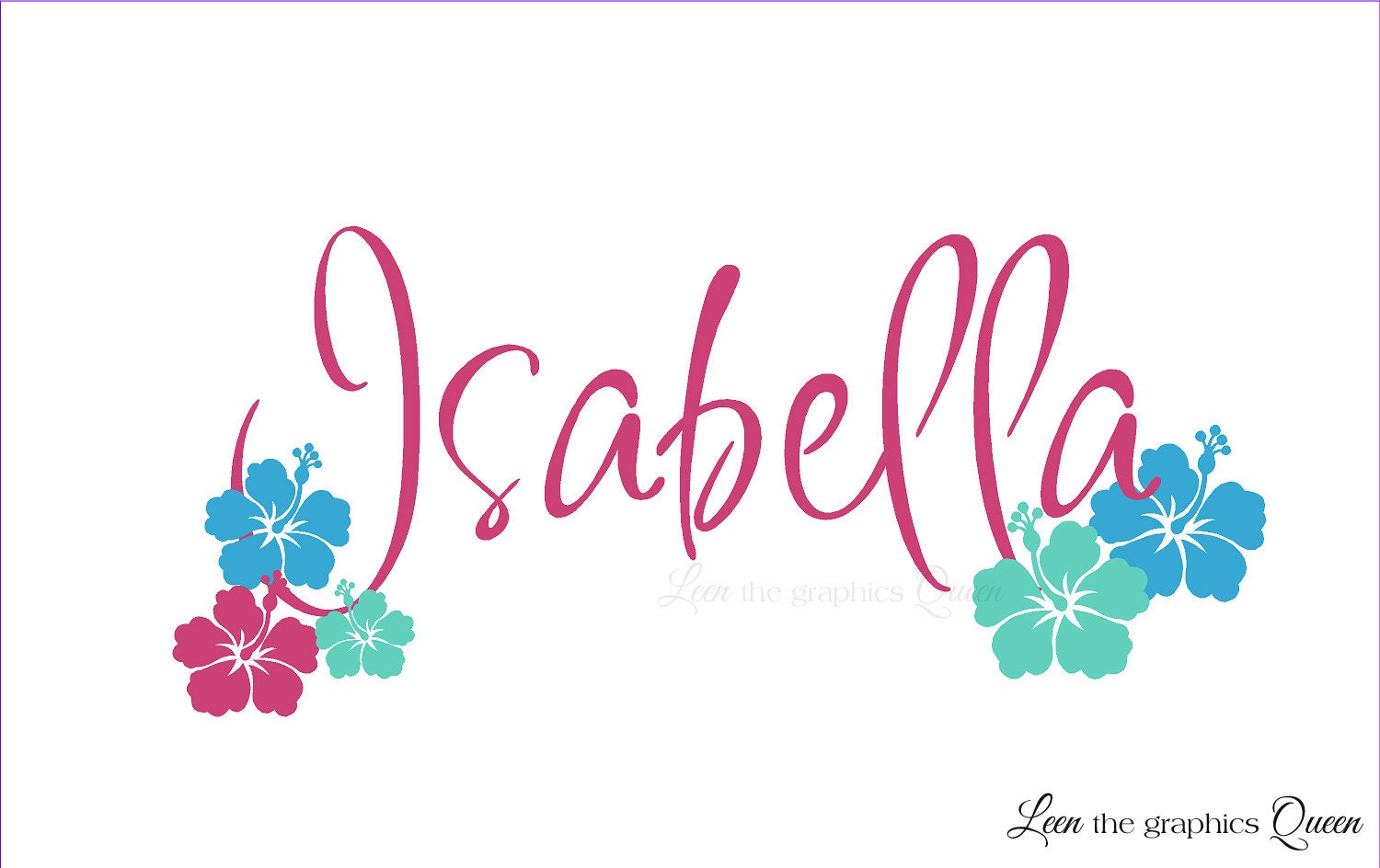 Hibiscus Name Monogram Vinyl Wall Decal Flower Wall Decal Etsy