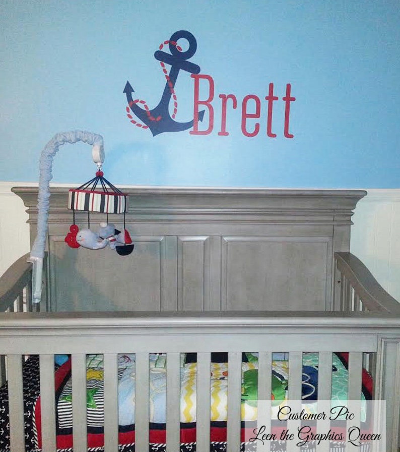 Anchor Name Wall Decal Name Wall Decal Nautical Monogram Etsy