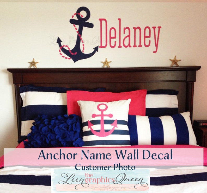Anchor Name Wall Decal Name Wall Decal Nautical Monogram Etsy