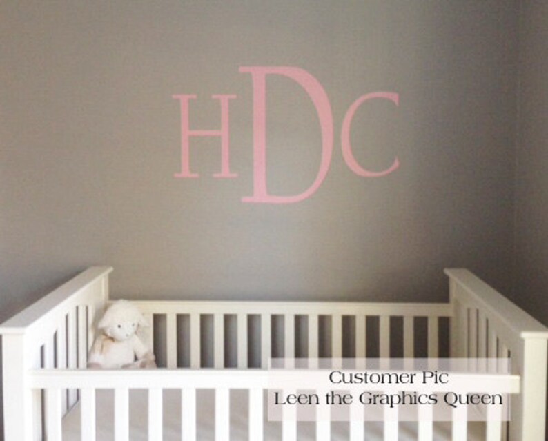 Monogram Wall Decal Traditional Style Initials Wall Stickers Etsy