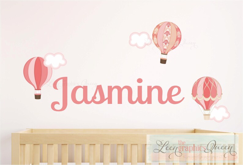 Hot Air Balloons Name Wall Decals Colorful Reusable Wall Etsy