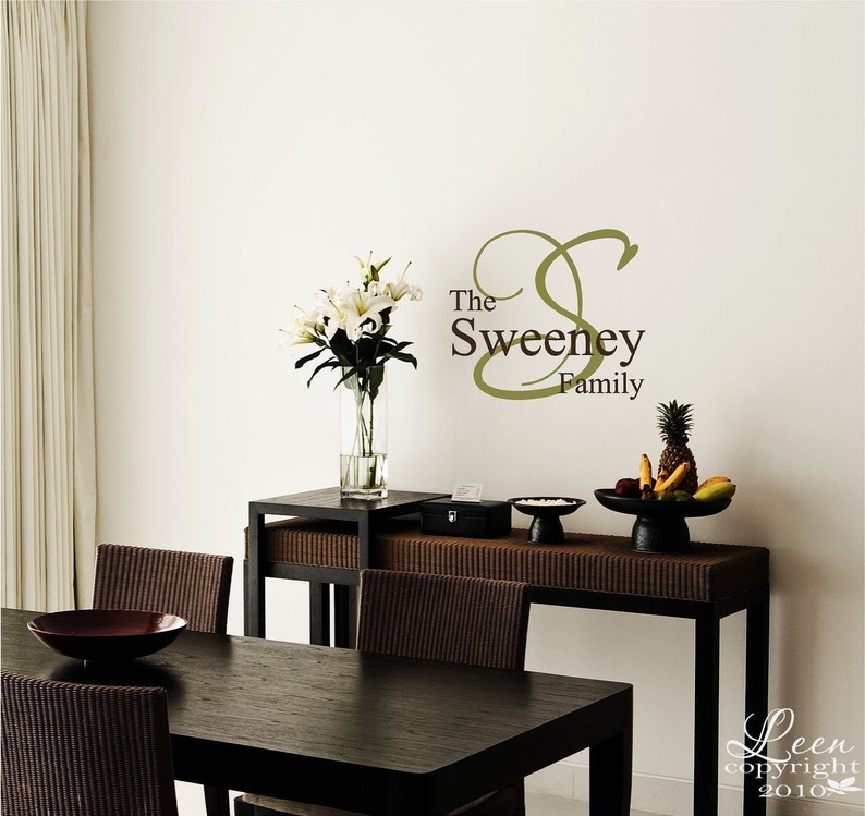Family Name Monogram Wall Decal Removable Vinyl Wall Decal Monogram Name Initial Decal Family Room Entryway Living Room Made in the USA